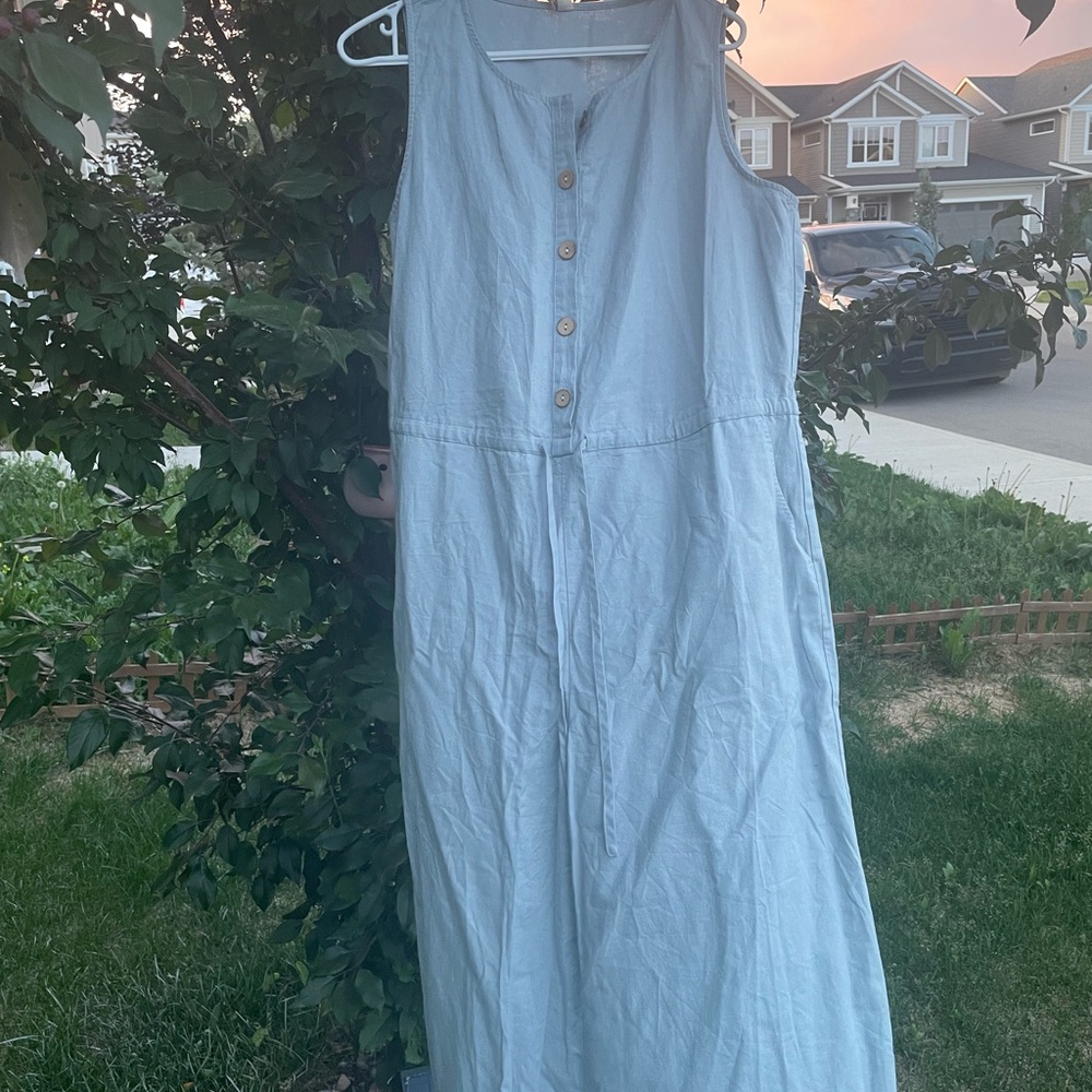 Casual Blue Tiered Scoop Neck Jumpsuit